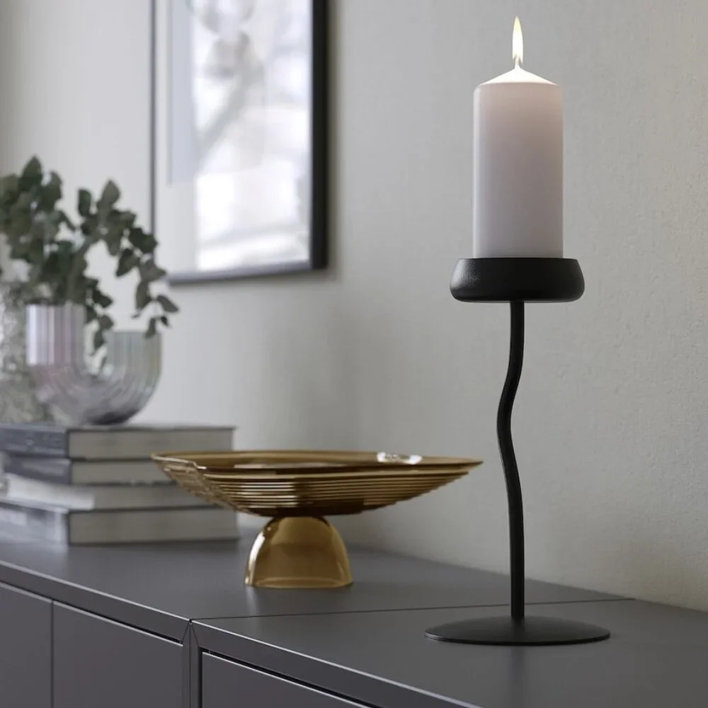 New ! Ikea Steel Candle Holder Black 9
